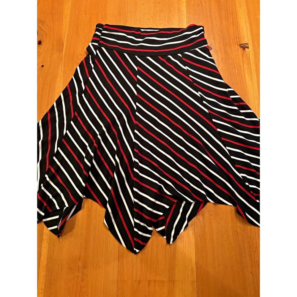 Wet Seal Women's XL Y2K Black Red White Striped Asymmetrical Skirt Handkerchief